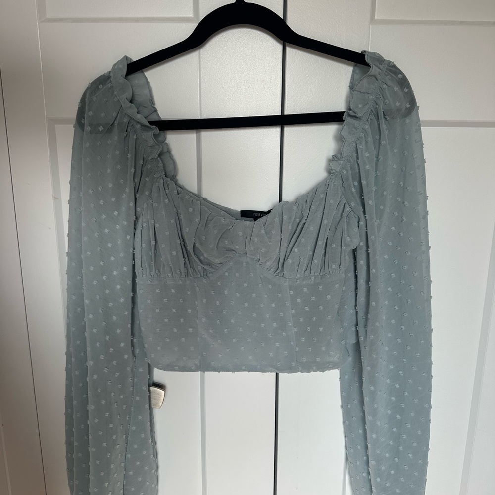 Forever 21 Light Blue Ruffled Blouse